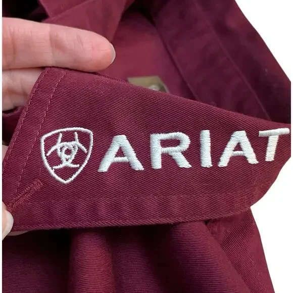 Ariat Boys Team Logo Twill Shirt XL Button Down Red Western Cowboy Rodeo Youth - Picture 6 of 10